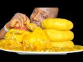Asmr mukbang okra soup and yellow garri fufu African food eating sound