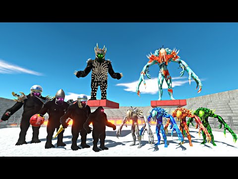 Goro Evolution vs Scourge Family Team in Lava Stadium Arena - Animal Revolt Battle Simulator