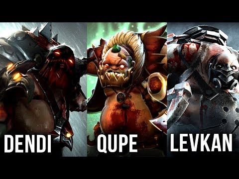 Best Pudge Players in The World Dendi vs Qupe vs Levkan - EPIC Battle - Dota 2