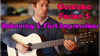 Video thumbnail for Cordoba Fusion 5 - Unboxing & First Impressions - Electro-Acoustic Classical Guitar by JeffreySchmidtMusic