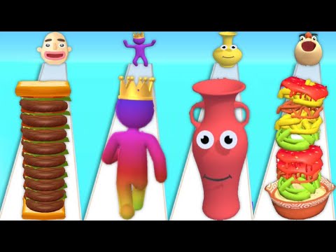 SANDWICH RUNNER vs GIANT RUSH vs JUICE RUN vs NOODLE RUN - Quadruple Gameplay
