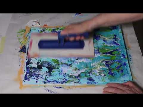 Einfache Rakeltechnik mit Acrylfarben - abstrakte Acrylmalerei für Anfänger