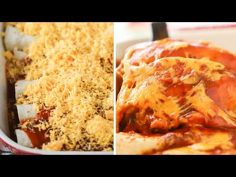 Homemade Red Chicken Enchiladas - Easy Rotisserie Chicken Dinner Recipe