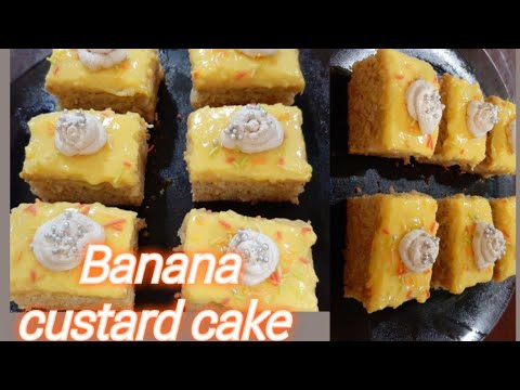 Banana custard cake🍰||recipe of banana custard pastry||eggless & without oven.easy to make ..
