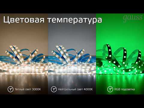 Видео Лента Gauss Basic в комплекте LED 5050/60 12V 10W/m 700lm/m RGB 10mm IP20 5m 1/50 Артикул: BT042 Видео Лента Gauss Basic в комплекте LED 5050/60 12V 10W/m 700lm/m RGB 10mm IP20 5m 1/50 Артикул: BT042