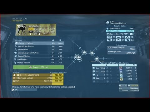 Metal Gear Solid V The Phantom Pain Lv.66 FOB Command Platform Staff x2.00 Handicap PERFECT STEALTH