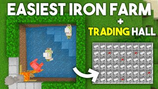 NEW 1.19 IRON FARM &amp; Villager Trading Hall TUTORIAL in Minecraft Bedrock (MCPE/Xbox/PS4//Windows10)