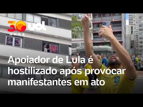 Apoiador de Lula é hostilizado após provocar manifestantes em ato pró-Flávio Bolsonaro; veja vídeo