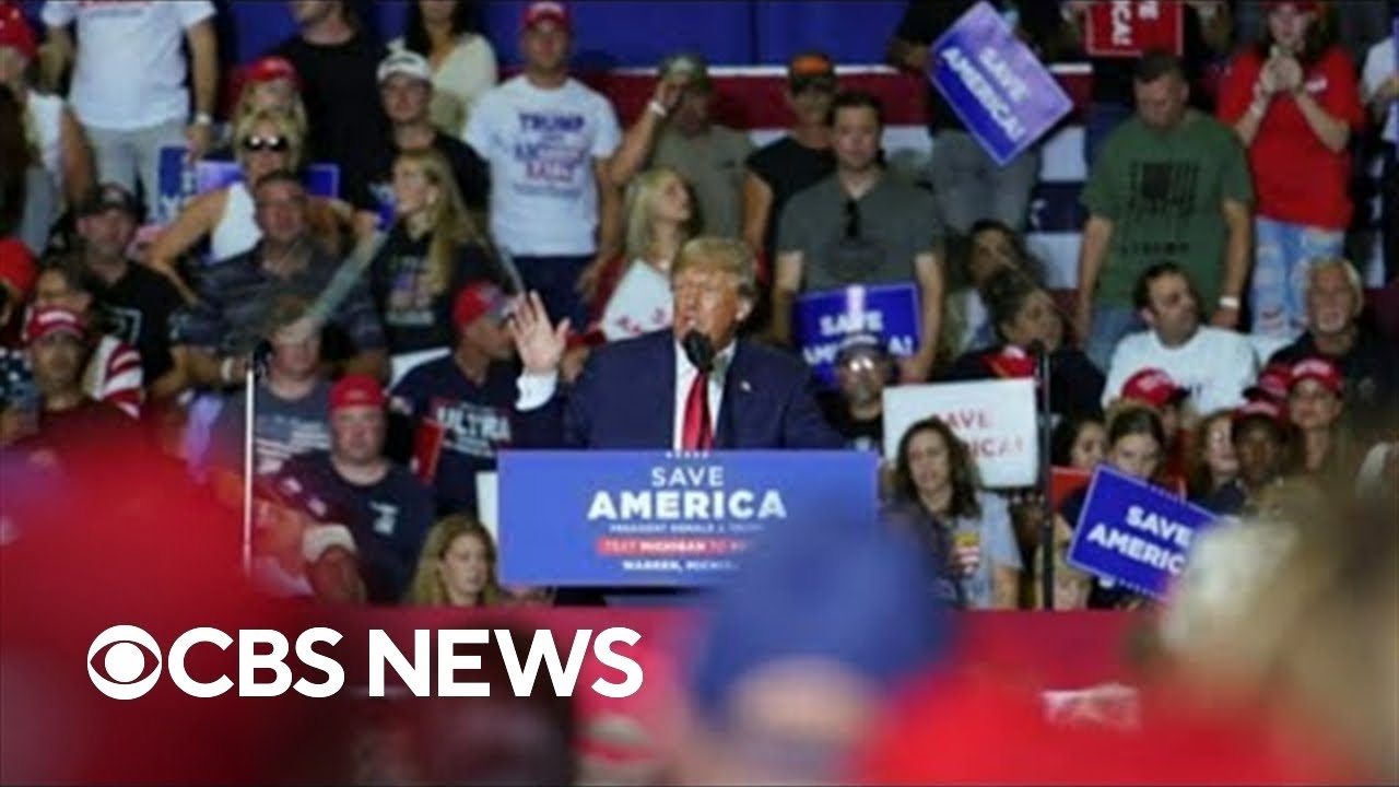 Trump repeats false election claims in rally for Michigan Republicans