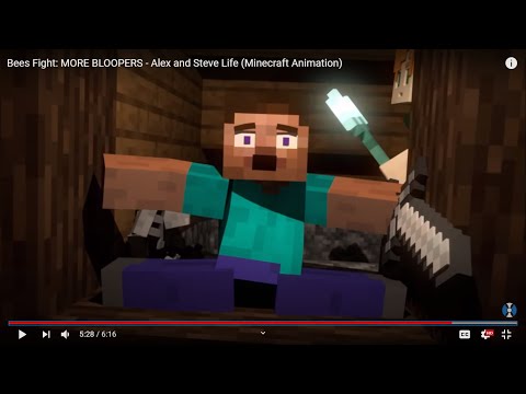 Bees Fight  MORE BLOOPERS   Alex and Steve Life Minecraft Animation part 2