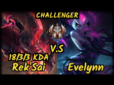 MSF Maxlore (REK'SAI) vs EVELYNN - 18/3/3 KDA JUNGLE CHALLENGER GAMEPLAY - EUW