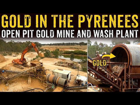 Gold in the Pyrenees - Open Pit Gold Mine and Wash Plant in Operation