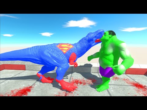 SUPERMAN T-REX vs HULK GORO DEATH RUN - Animal Revolt Battle Simulator