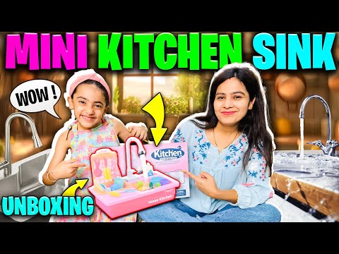 MINI KITCHEN SINK UNBOXING / Electric Dishwasher Toy with Running Water / Role Play Kitchen Sink 😍