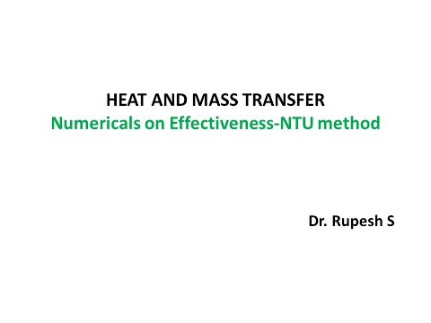 Numericals on Effectiveness-NTU method