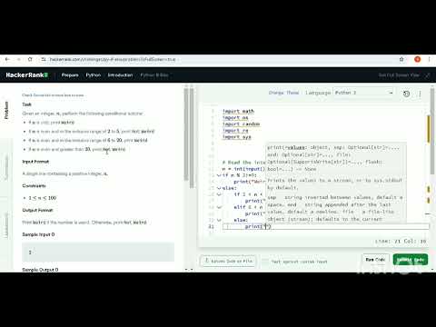Hackerrank If Else Solution Code Mentors