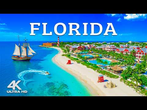 Florida 4K Drone Footage 🇺🇸 Miami Beach, Scenic Coastline & Luxury Yachts, Emerald Blue Paradise