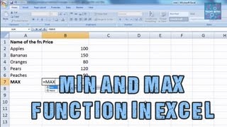 Min and Max Function in Excel | Functions in Excel | Excel Tutorial Formulas | Learn Excel