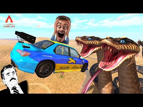 Dangerous Jumps Over the Giant Snake  car drive Game