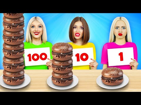 Desafio: 100 Camadas de Chocolate | 24 Horas de Doces! Chocolate VS Comida de Verdade por RATATA