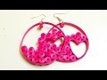 Paper Quilling;How to make a beautiful Pink Hearts Hoops Earrings, Paper Quilling Jewelry