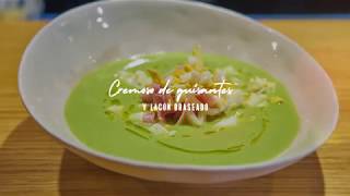 Cremoso de chícharos e lacón braseado