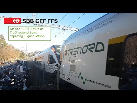 SBB Stadler Flirt EMUs 109+203 as TILO regional train leaving Lugano station