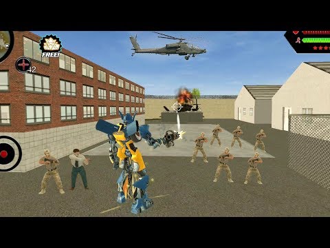 Robot Shark - (Furious Robot Car Destroy Army Helicopter) - Robot War in Camp - Android Gameplay HD