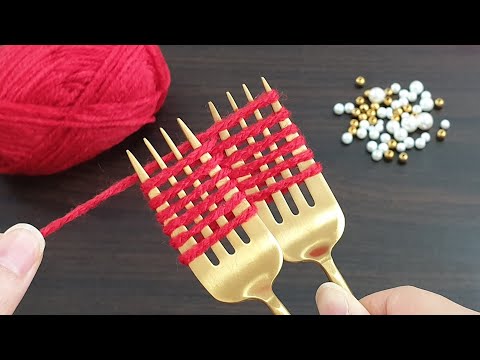 Super Easy Woolen Flower Making Trick with Fork - Hand Embroidery Designs - Amazing Trick -DIY Craft