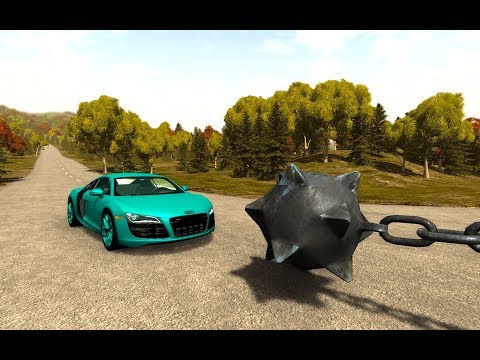 Giant Spinner with Wrecking Balls vs Cars - BeamNG drive
