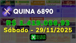 Resultado da Quina 6890, Sábado, 29/11/2025