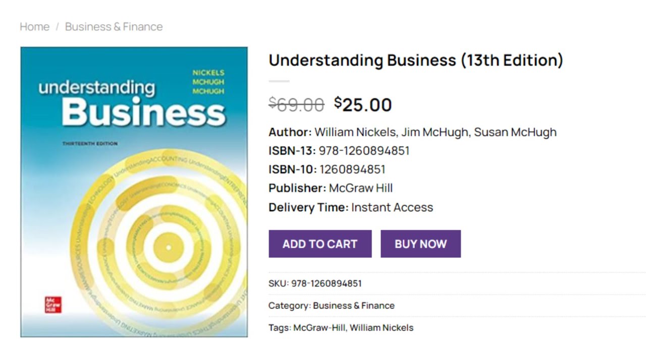 (PDF) Understanding Business - 13th Edition - Price $32 - eBook