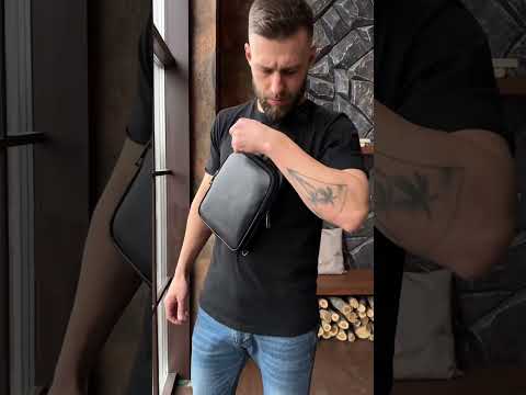 Сумка слинг через плечо мужская из натуральной кожи - фото 1 - id-p2108443589