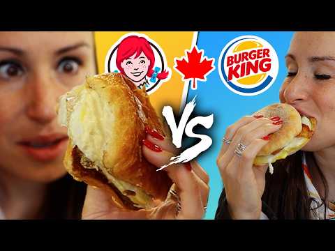 American Tries Canadas Fast Food Breakfast // Wendy's VERSUS Burger King