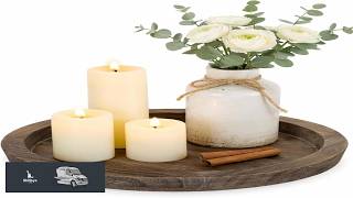 Hanobe Candle Plate Holder Tray: Round Wood Decorative Candle Plate Rustic