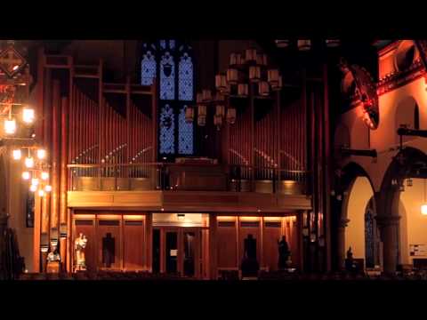 Organ of St Mary's Cathedral Edinburgh at night