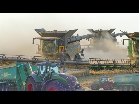 Großmähdrescher 4 / JOHN DEERE X9 & New Holland CR10.90 & 3 Fendt 1050 Vario Getreideernte Germany