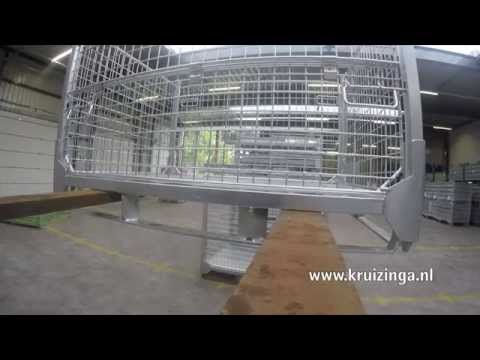 Caisse grillagée pliable gerbable et pliable 1 clapet en 2 côtées longues Location