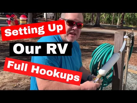 Setting up our NuCamp T@B 400 RV at a full hookup campsite