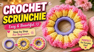 Easy Crochet Scrunchies Tutorial | Handmade Hair Scrunchie DIY [COLOUR/DESIGN]