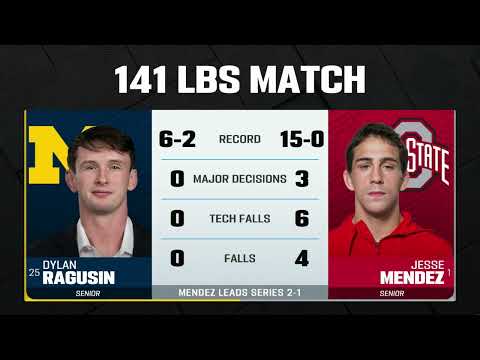 141 lbs - Ohio State’s Jesse Mendez vs. Michigan’s Dylan Ragusin | Big Ten Wrestling