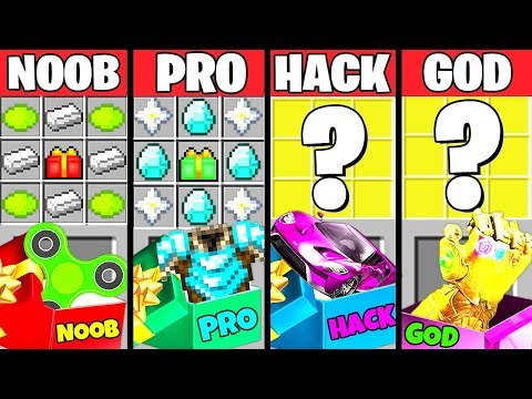 Minecraft Battle: CHRISTMAS PRESENTS CRAFTING CHALLENGE NOOB vs PRO vs HACKER vs GOD Funny Animation