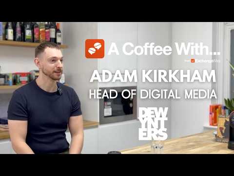 Shot of Adam Kirkham, head of digital media at Dewynters, in the ExchangeWire kitchen for an episode of 'A Coffee With...'