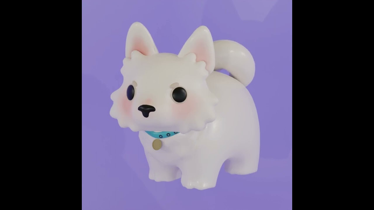 Animated Cartoon Dogs Set Low-poly 3D Model