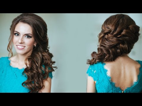 Side-swept curls wedding prom hairstyles tutorial