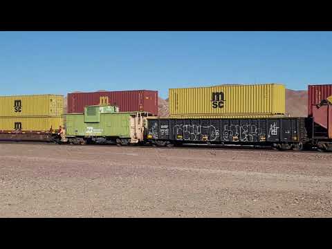 BNSF Work Train with Caboose at Daggett, CA on 1/6/2023  Rare Sighting!
