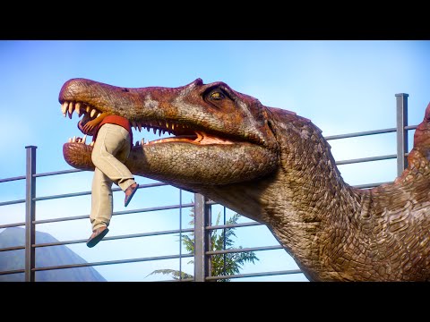 SPINOSAURUS & INDOMINUS REX & TREX BATTLE & ESCAPE - Jurassic World Evolution 2