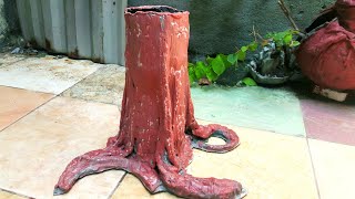 Idea Craft Cement | Make cement pots with Plastic bottles and fabric