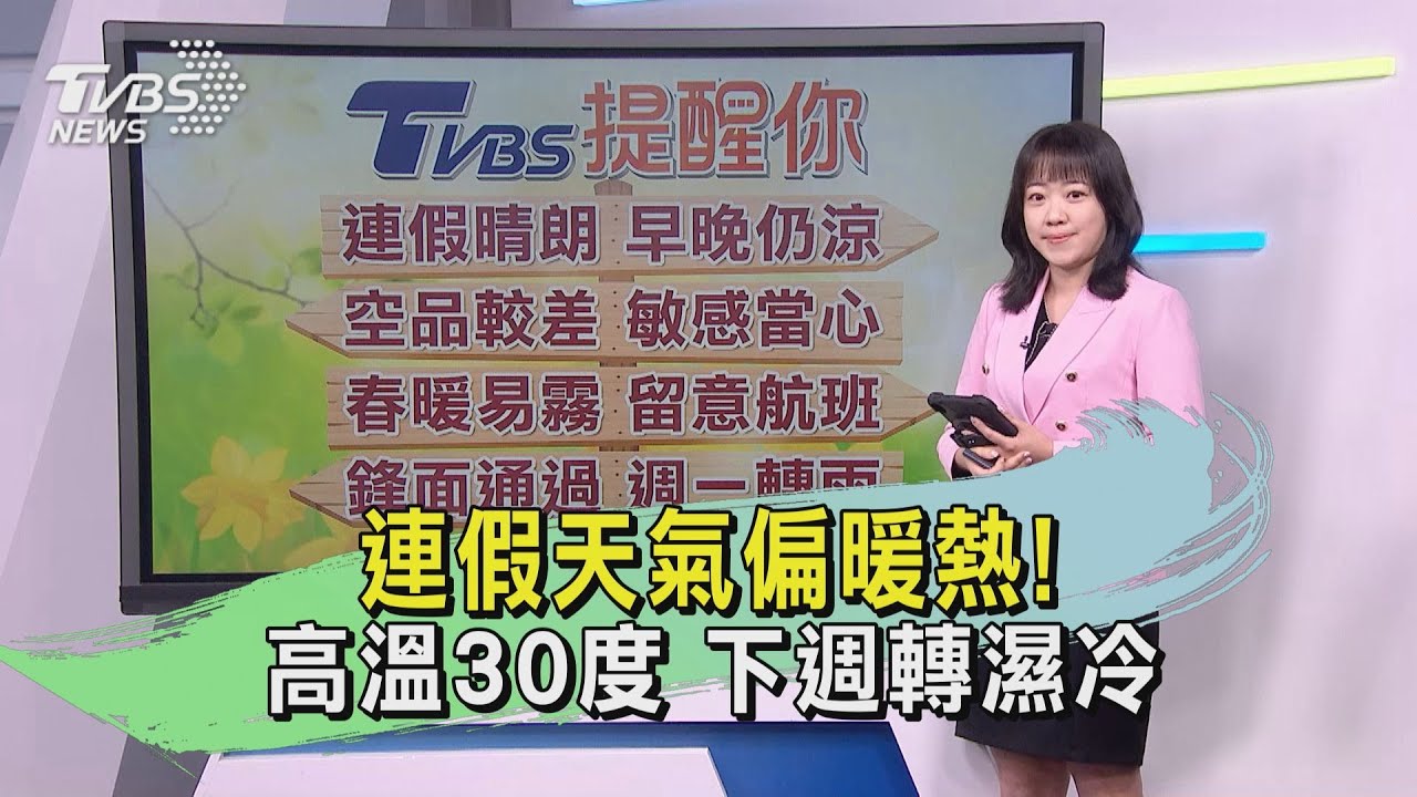 天氣／連假天氣偏暖熱！高溫30度　下週轉濕冷