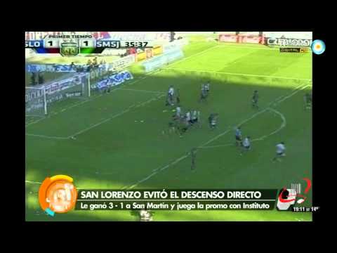 GOLES SAN LORENZO 3 - SAN MARTIN SAN JUAN 1 (24 06 2012) FECHA 19